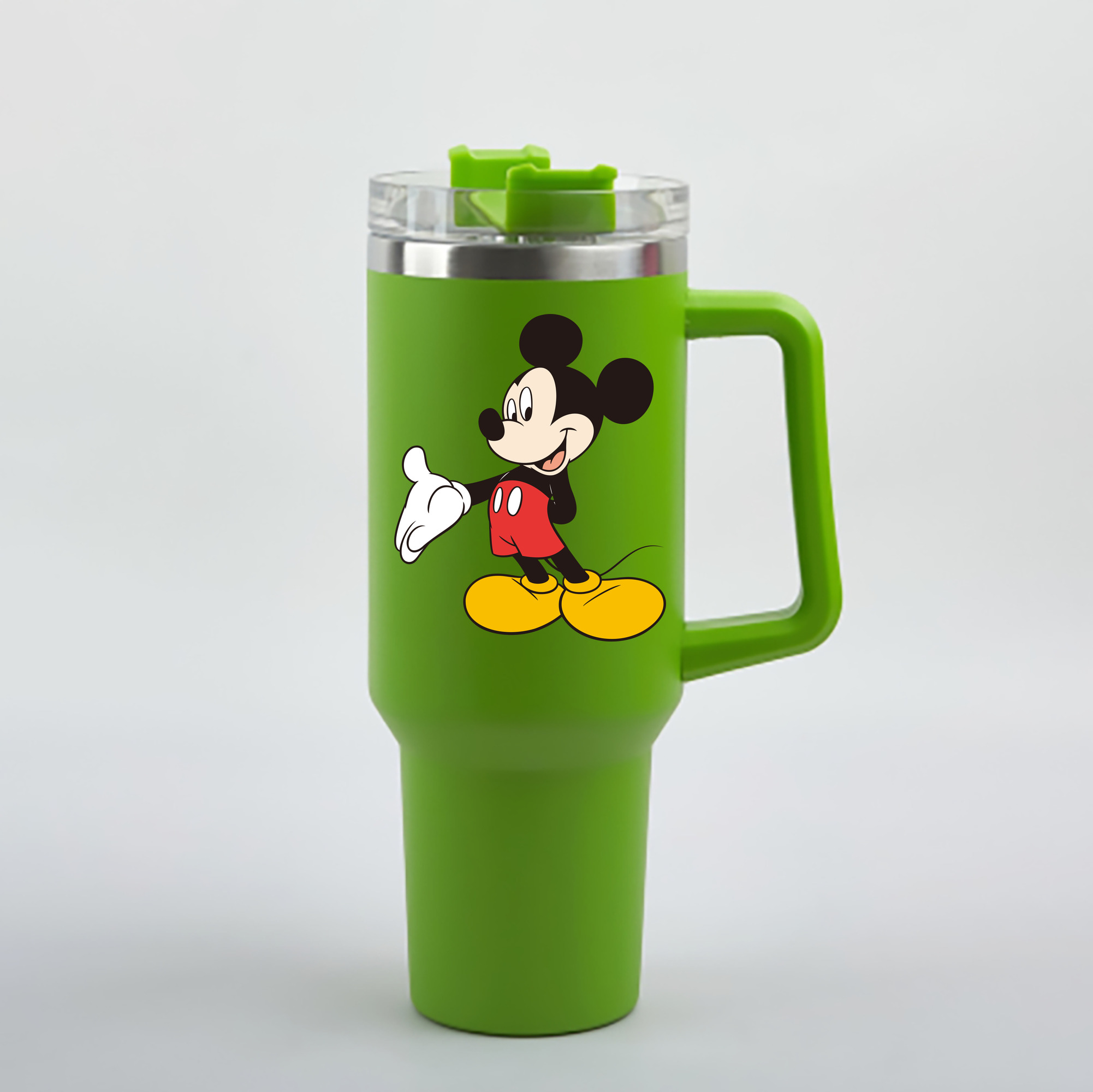 （画像用） ミッキーマウス Mickey Mouse 1200mL車用タンブラー - クリスタルステッカー（プラスチックストロー付き）